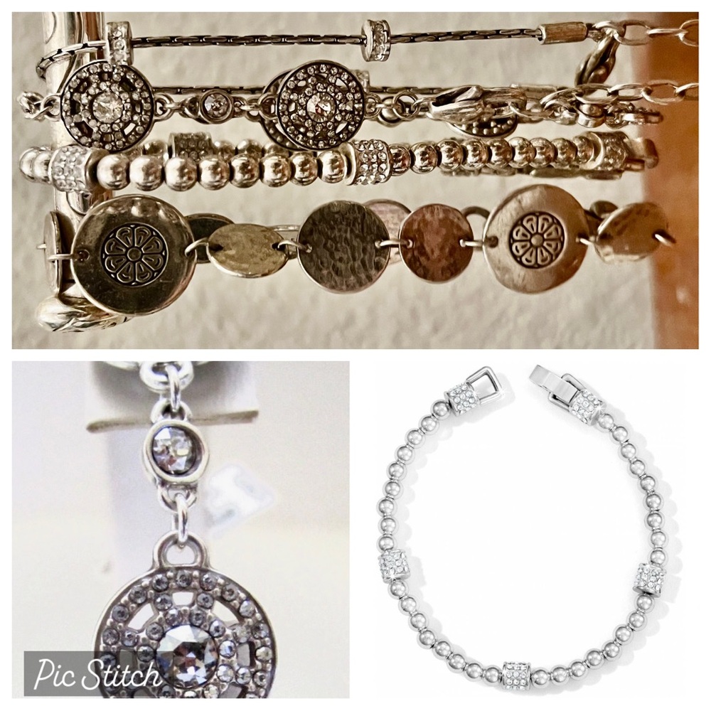 Lot of four Brighton silver crystal bracelets.
